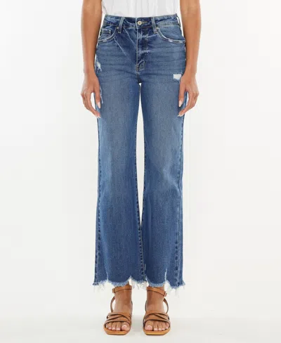 Kancan Women's High Rise Slim Wide Leg Pull On Jeans