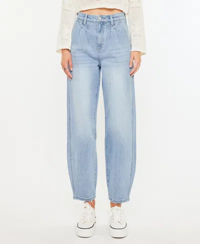 Kancan Women's Ultra High Rise Wide Tapered Fit Pull On Jeans In Blue