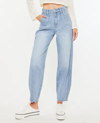 Kancan Women's Ultra High Rise Wide Tapered Fit Pull On Jeans In Blue