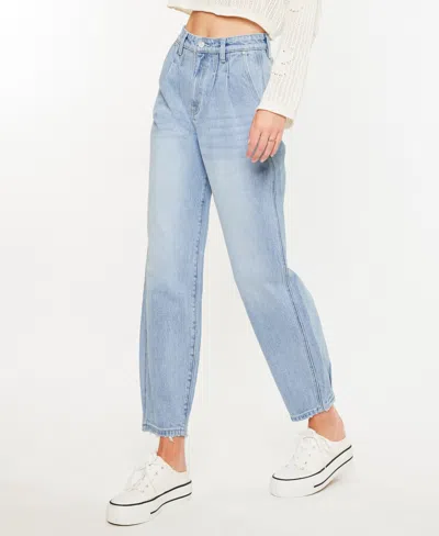 Kancan Women's Ultra High Rise Wide Tapered Fit Pull On Jeans In Blue