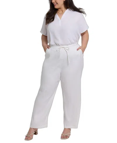 Nydj Plus Size Relaxed Drawstring Pants In White