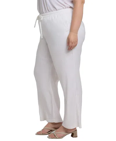 Nydj Plus Size Relaxed Drawstring Pants In White