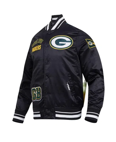 Pro Standard Men's Black Green Bay Packers Sublimated Satin Full-snap Jacket In Multi