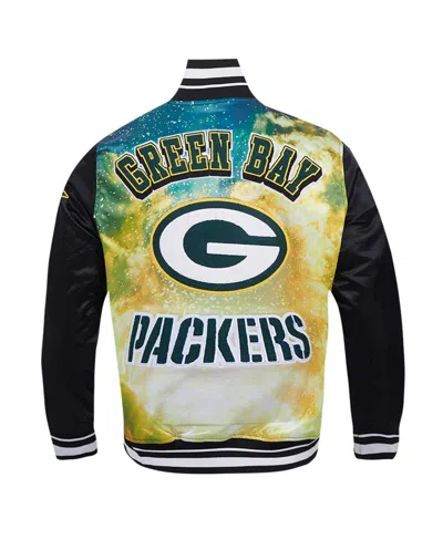 Pro Standard Men's Black Green Bay Packers Sublimated Satin Full-snap Jacket In Multi