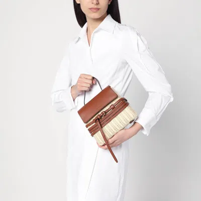 Moschino Tie Mie Bag In Raffia And Leather