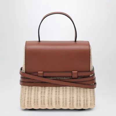 Moschino Tie Mie Bag In Raffia And Leather