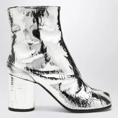 Maison Margiela Tabi Split-toe Crinkled Metallic Patent-leather Ankle Boots