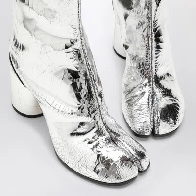 Maison Margiela Tabi Split-toe Crinkled Metallic Patent-leather Ankle Boots