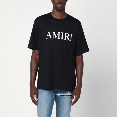 Amiri Black Crewneck T-shirt With Logo Lettering Print On The Front In Cotton Man