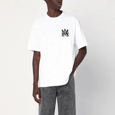 Amiri White Crewneck T-shirt With Logo Print On The Front And Logo Lettering On The Rear In Cotton Man