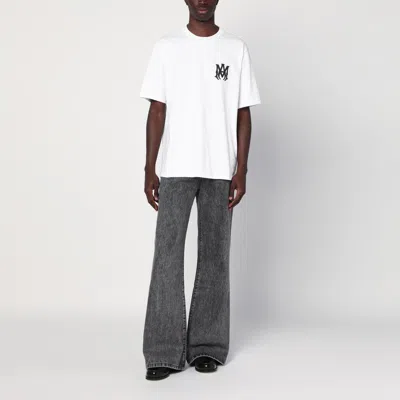 Amiri White Crewneck T-shirt With Logo Print On The Front And Logo Lettering On The Rear In Cotton Man