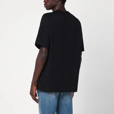 Amiri Black Crewneck T-shirt With Logo Lettering Print On The Front In Cotton Man