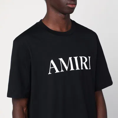 Amiri Black Crewneck T-shirt With Logo Lettering Print On The Front In Cotton Man