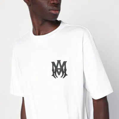 Amiri White Crewneck T-shirt With Logo Print On The Front And Logo Lettering On The Rear In Cotton Man