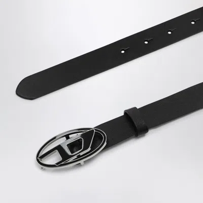 Diesel Black Leather Belt With Oval D Buckle