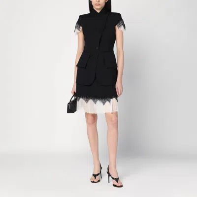 Alexander Mcqueen Mcqueen Cobweb Lace Wool Gabardine Miniskirt