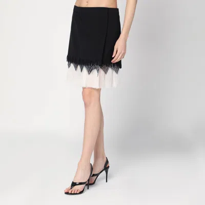 Alexander Mcqueen Mcqueen Cobweb Lace Wool Gabardine Miniskirt