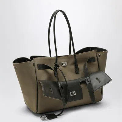 Balenciaga Carry All Bel Air Media Bag In Khaki Canvas Women
