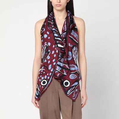 Bottega Veneta Fish Print Asymmetric Silk Twill Halter Top
