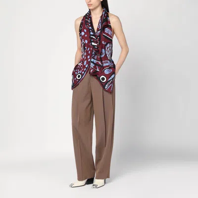 Bottega Veneta Fish Print Asymmetric Silk Twill Halter Top