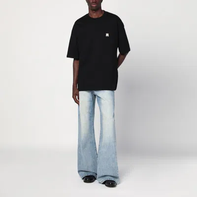 Shop Amiri Black Cotton T-shirt With Logo Patch