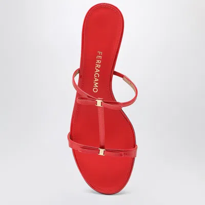 Ferragamo Abili Patent T-strap Slide Sandals