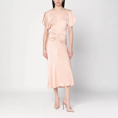 Victoria Beckham Light Pink Damask Dress With Gathering