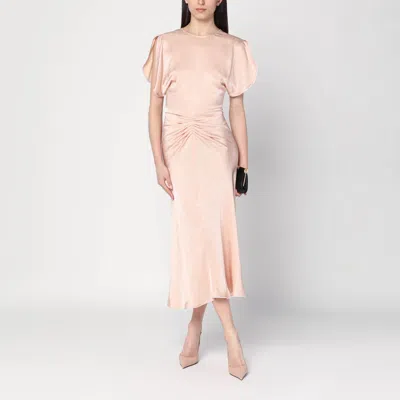 Victoria Beckham Light Pink Damask Dress With Gathering