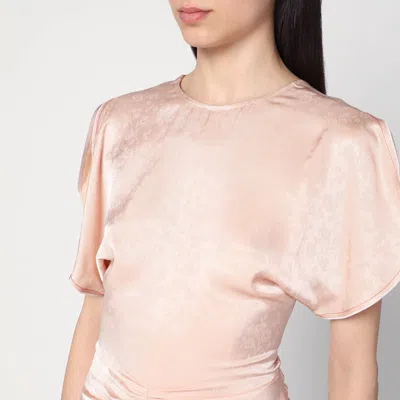 Victoria Beckham Light Pink Damask Dress With Gathering