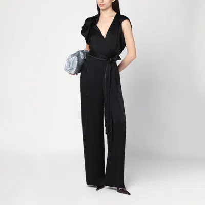 Victoria Beckham Black Jumpsuit With Viscose Blend Belt Women