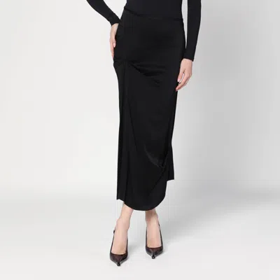 Shop Victoria Beckham Black Midi Skirt With Draping