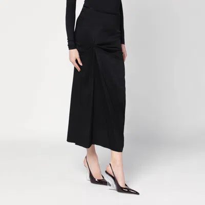 Shop Victoria Beckham Black Midi Skirt With Draping