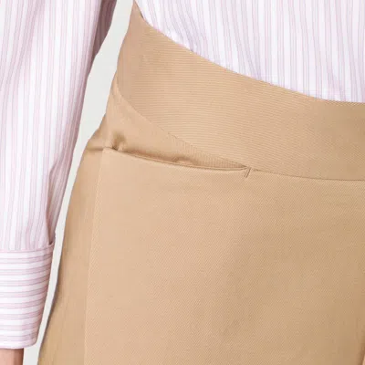 Victoria Beckham Wide Beige Trousers In Cotton Women In Brown