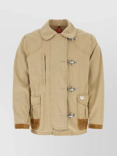 Fay Jacket With Contrast Detailing And Front Pocket In Neutral