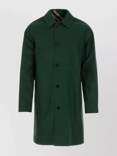 Burberry Men Bottle Green Gabardine Reversible Overcoat