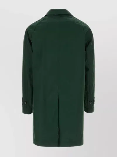 Burberry Men Bottle Green Gabardine Reversible Overcoat
