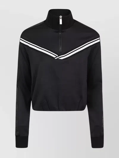 Off-white Stylish Women's Cropped Jacket With High Neck And Sporty Stripe Detail