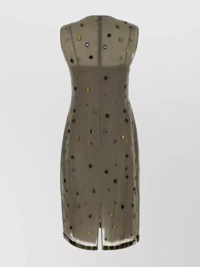 Prada Abito In Organza Tortora In Green