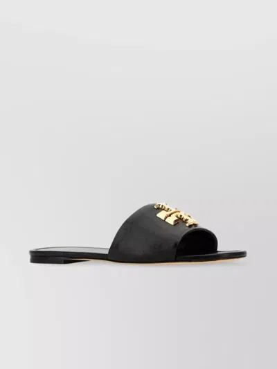 Tory Burch Open Toe Flat Sole Gold-tone Hardware In Black