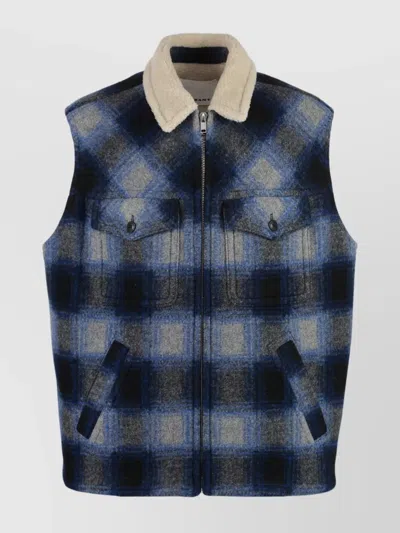 Isabel Marant Vest Sleeveless Zippered Check Motif In Blue