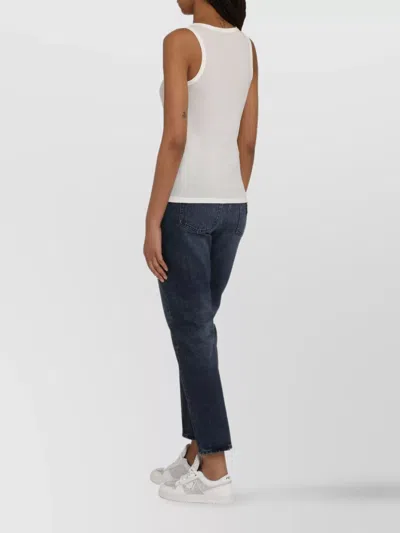 Jil Sander White Crewneck Sleeveless Top In Cotton In White