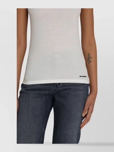 Jil Sander White Crewneck Sleeveless Top In Cotton In White