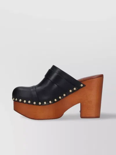 Chloé Chloe Jeannette Leather Wedge Clog In Black