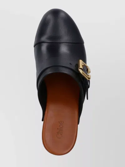 Chloé Chloe Jeannette Leather Wedge Clog In Black