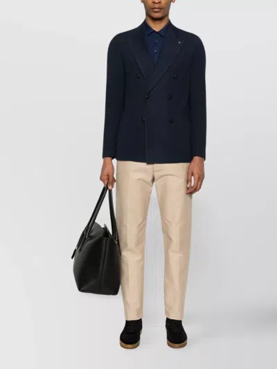 Tagliatore Blue Double-breasted Jacket In Virgin Wool