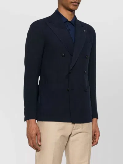 Tagliatore Blue Double-breasted Jacket In Virgin Wool