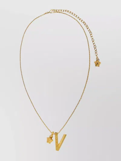 Versace Metal Chain Link Necklace With Medusa Head Pendant