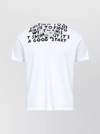 Mm6 Maison Margiela V-neck Sida Jersey In White