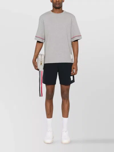 Thom Browne Asymmetric Hem T-shirt Stripe Detail