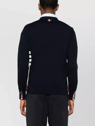 Thom Browne Cotton V-neck Cardigan With 4 Bar Stripe In Black